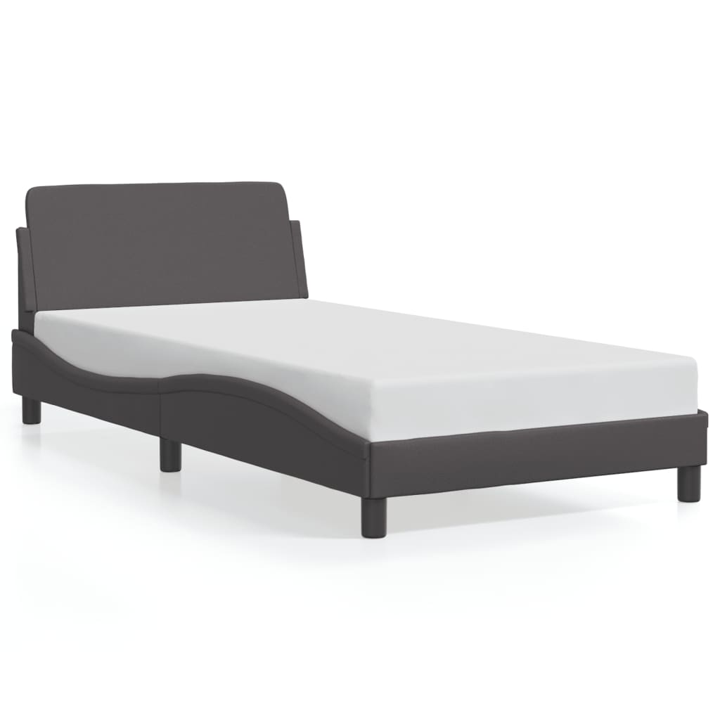 vidaXL Posteľný rám s čelom sivý 100x200 cm umelá koža