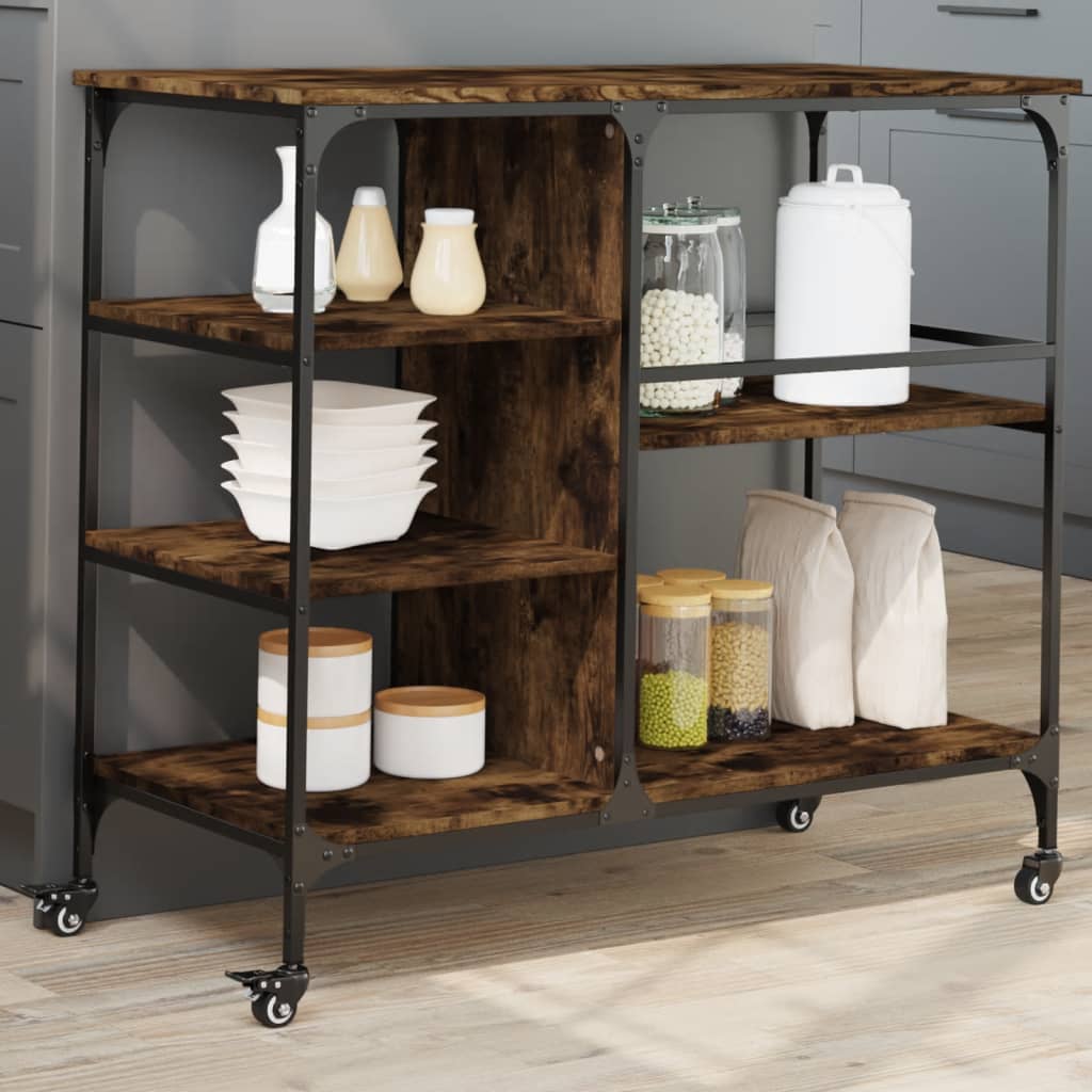 vidaXL Kuchynský vozík dymový dub 100x45x89,5 cm kompozitné drevo