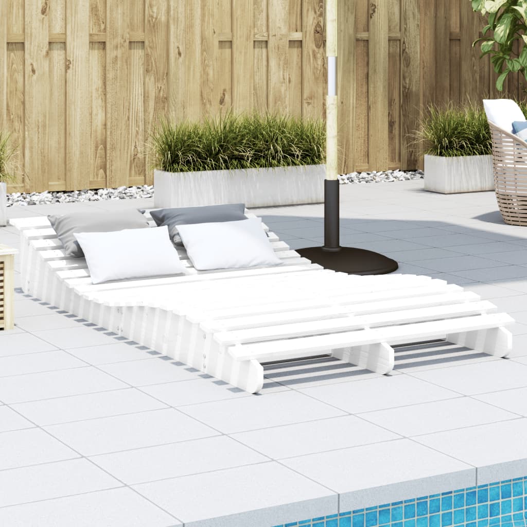 vidaXL Lehátko na opaľovanie biele 205x110x31,5 cm masívna borovica