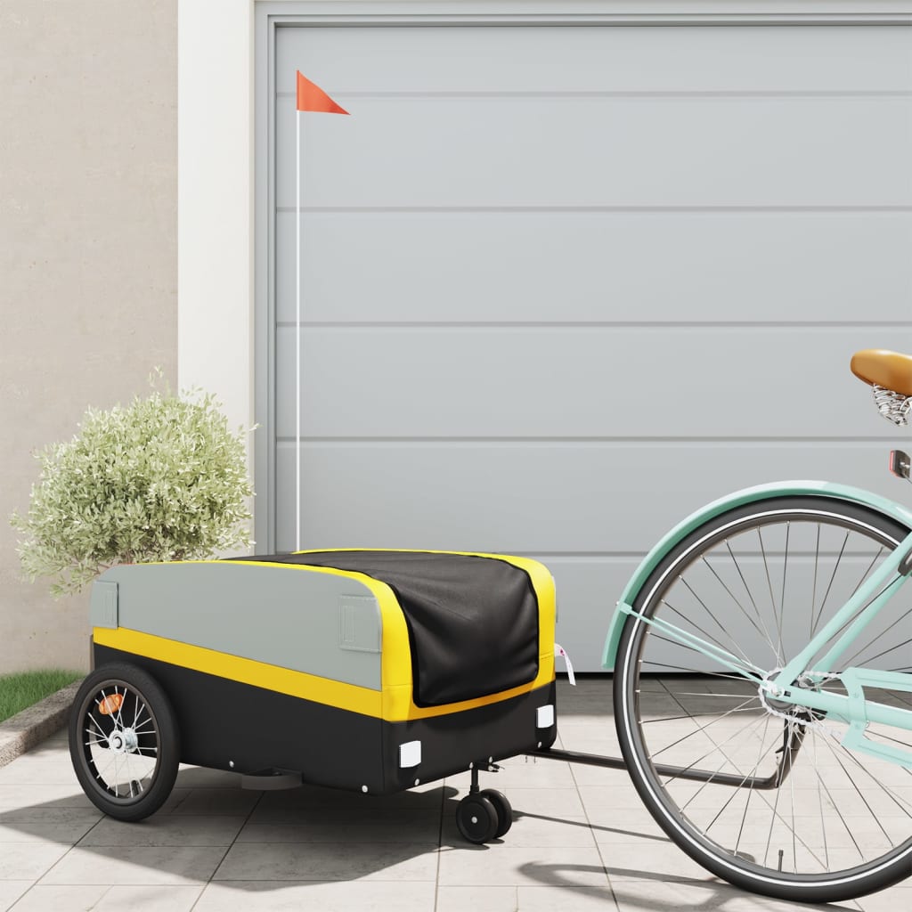 vidaXL Vozík za bicykel, čierno žltý 45 kg, železo