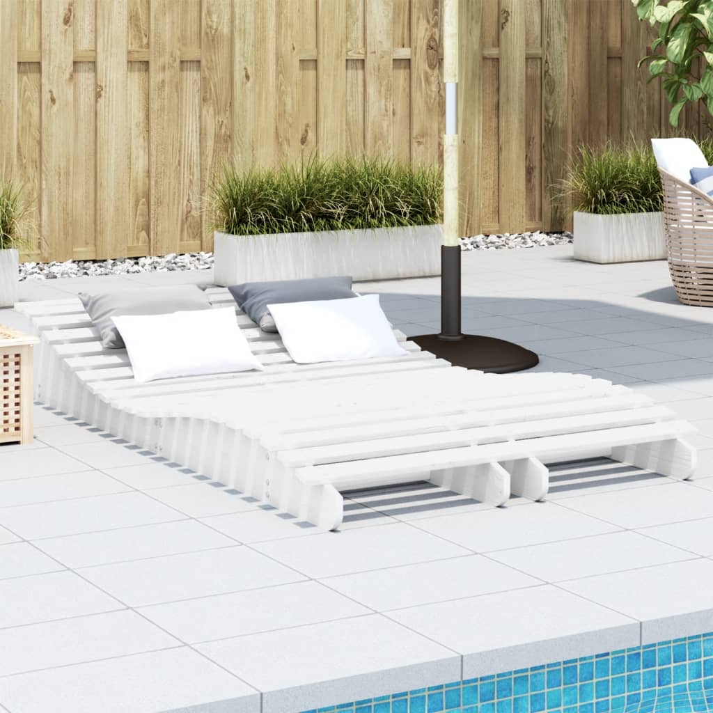 vidaXL Lehátka na opaľovanie 2 ks biele 205x60x31,5cm masívna borovica