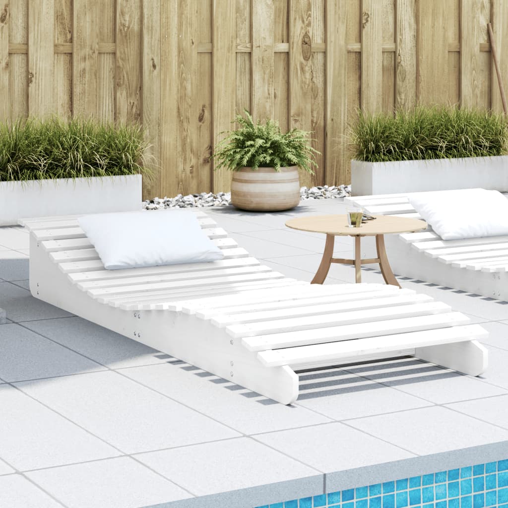 vidaXL Lehátko na opaľovanie biele 205x80x31,5 cm masívna borovica