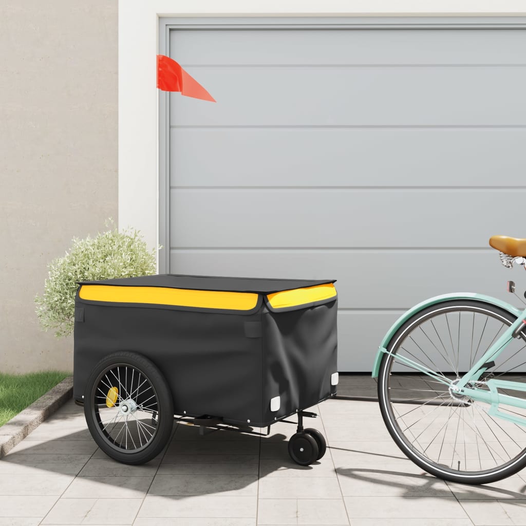 vidaXL Vozík za bicykel, čierno žltý 45 kg, železo
