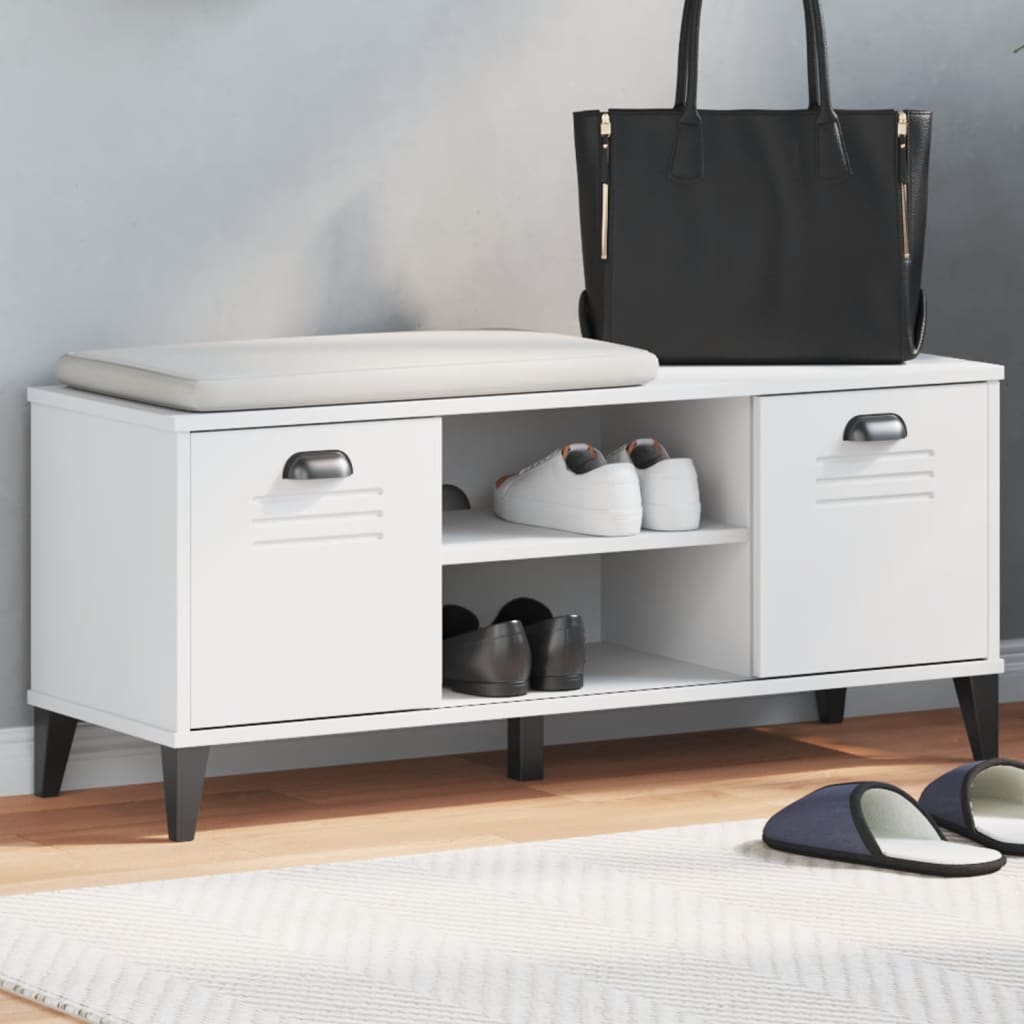vidaXL Lavica na topánky VIKEN, biela 106x35x45 cm, kompozitné drevo
