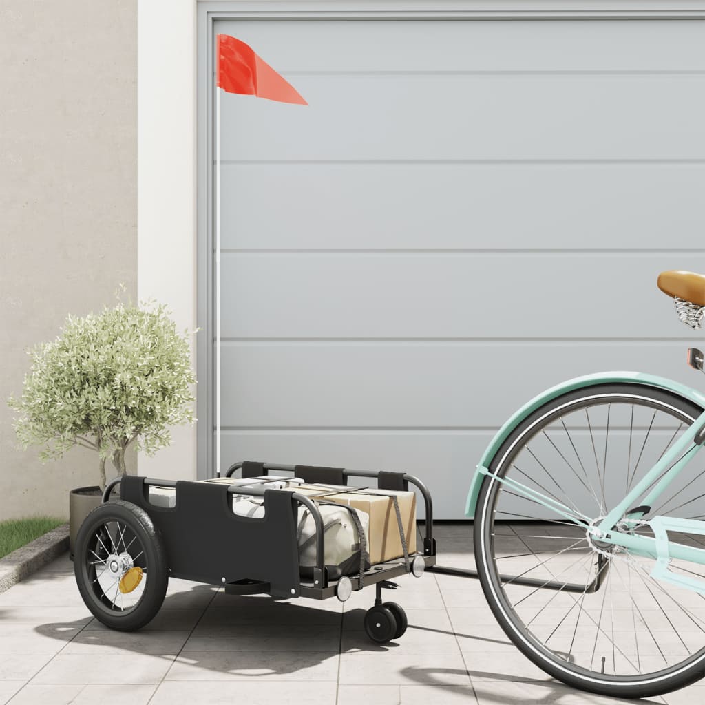 vidaXL Príves na bicykel, čierny, oxfordská látka, železo