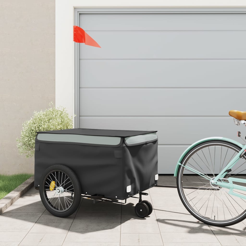 vidaXL Vozík za bicykel, čierno sivý 45 kg, železo