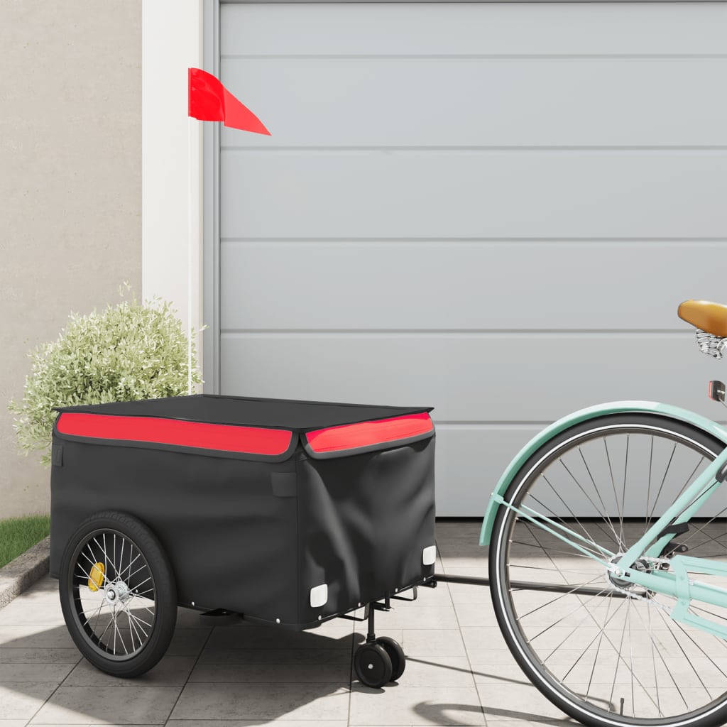vidaXL Vozík za bicykel, čierno červený 30 kg, železo