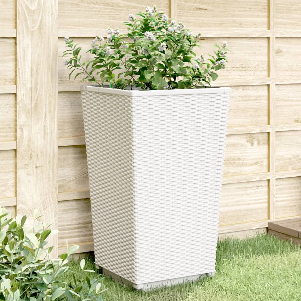 vidaXL Záhradné kvetináče 2 ks, biele 32,5x32,5x57 cm, PP