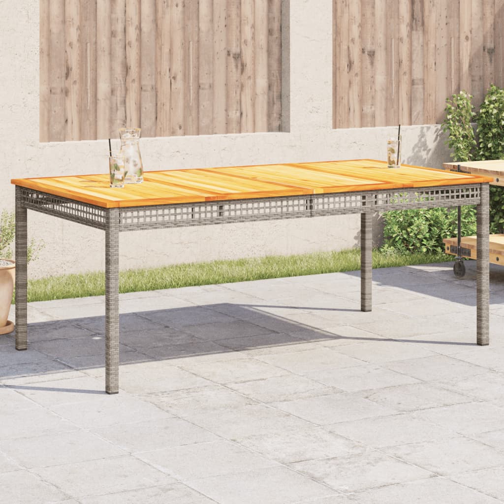 vidaXL Záhradný stôl sivý 180x90x75 cm polyratan akáciové drevo