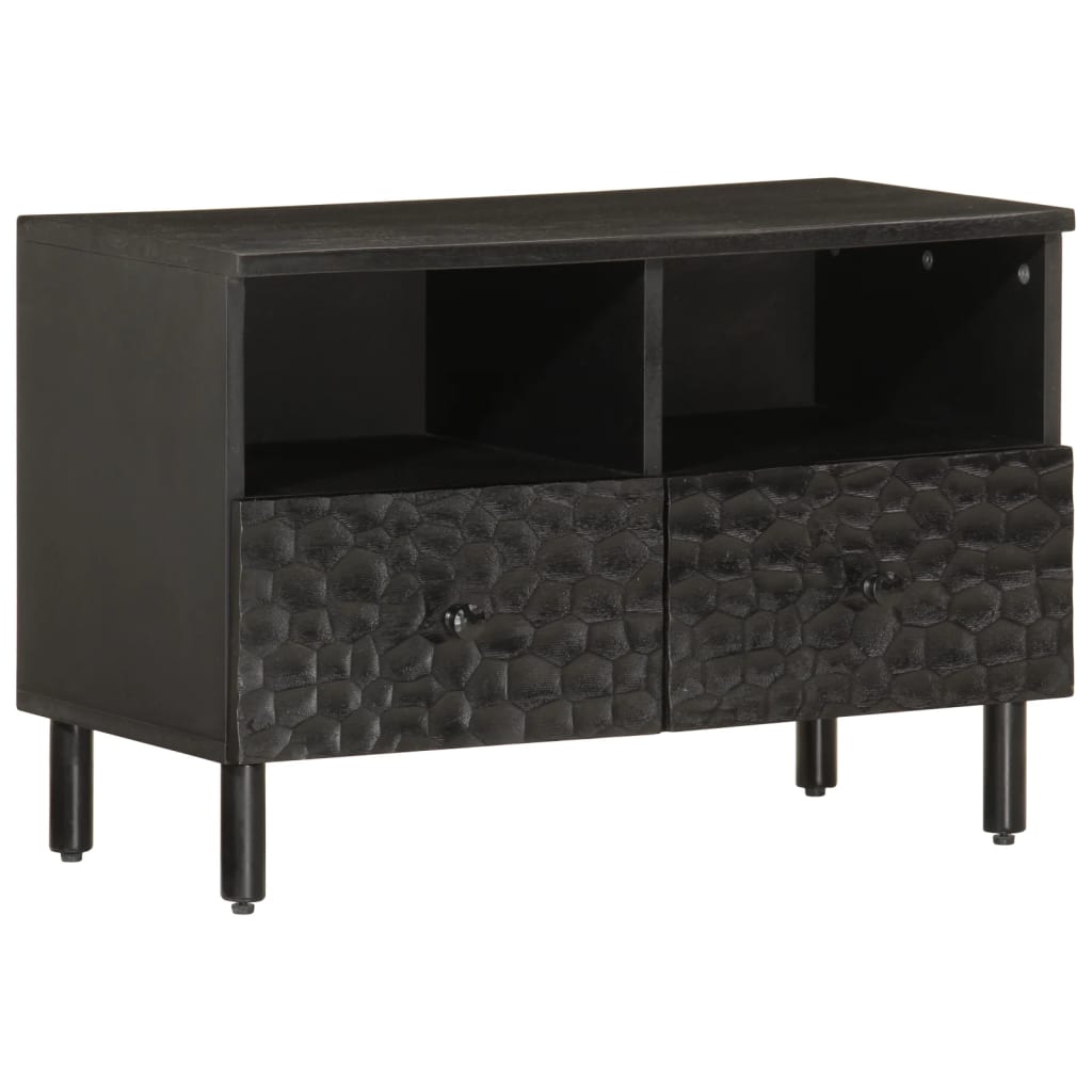 vidaXL TV skrinka, čierna 70x33x46 cm, mangový masív