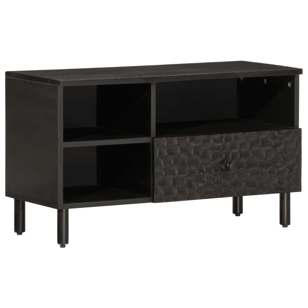 vidaXL TV skrinka, čierna 80x33x46 cm, mangový masív