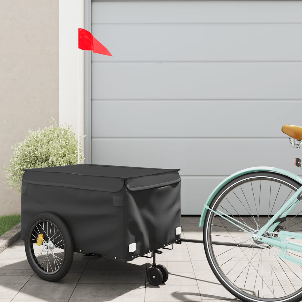 vidaXL Vozík za bicykel, čierny 30 kg, železo