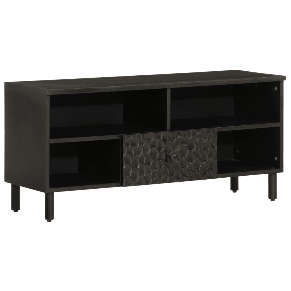 vidaXL TV skrinka, čierna 100x33x46 cm, mangový masív