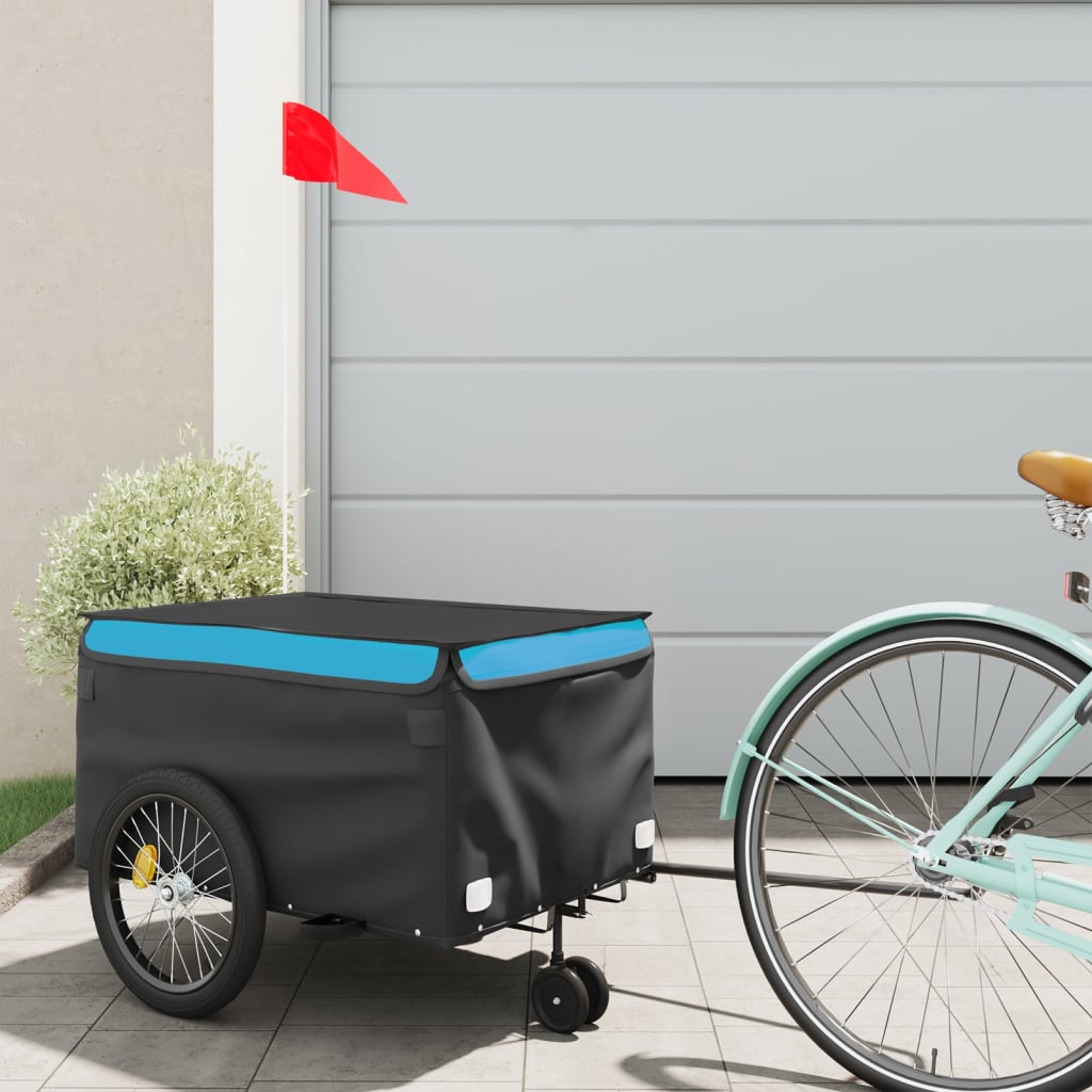 vidaXL Vozík za bicykel, čierno modrý 30 kg, železo