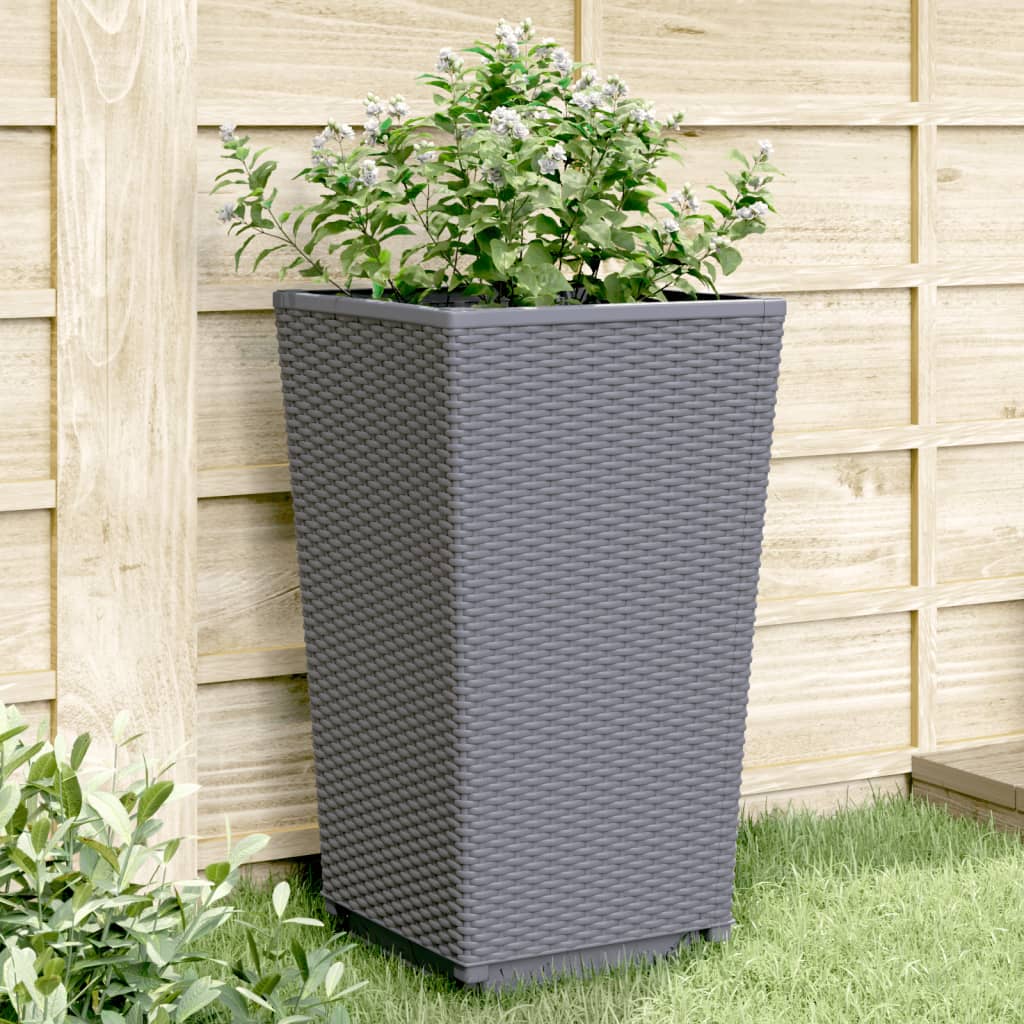 vidaXL Záhradné kvetináče 2 ks, sivé 32,5x32,5x57 cm, PP