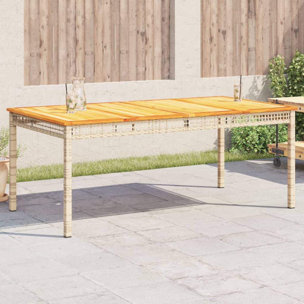 vidaXL Záhradný stôl béžový 180x90x75 cm polyratan akáciové drevo