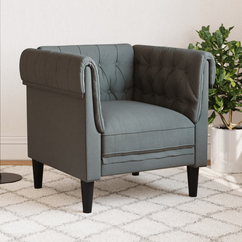vidaXL Kreslo chesterfield tmavosivá látka