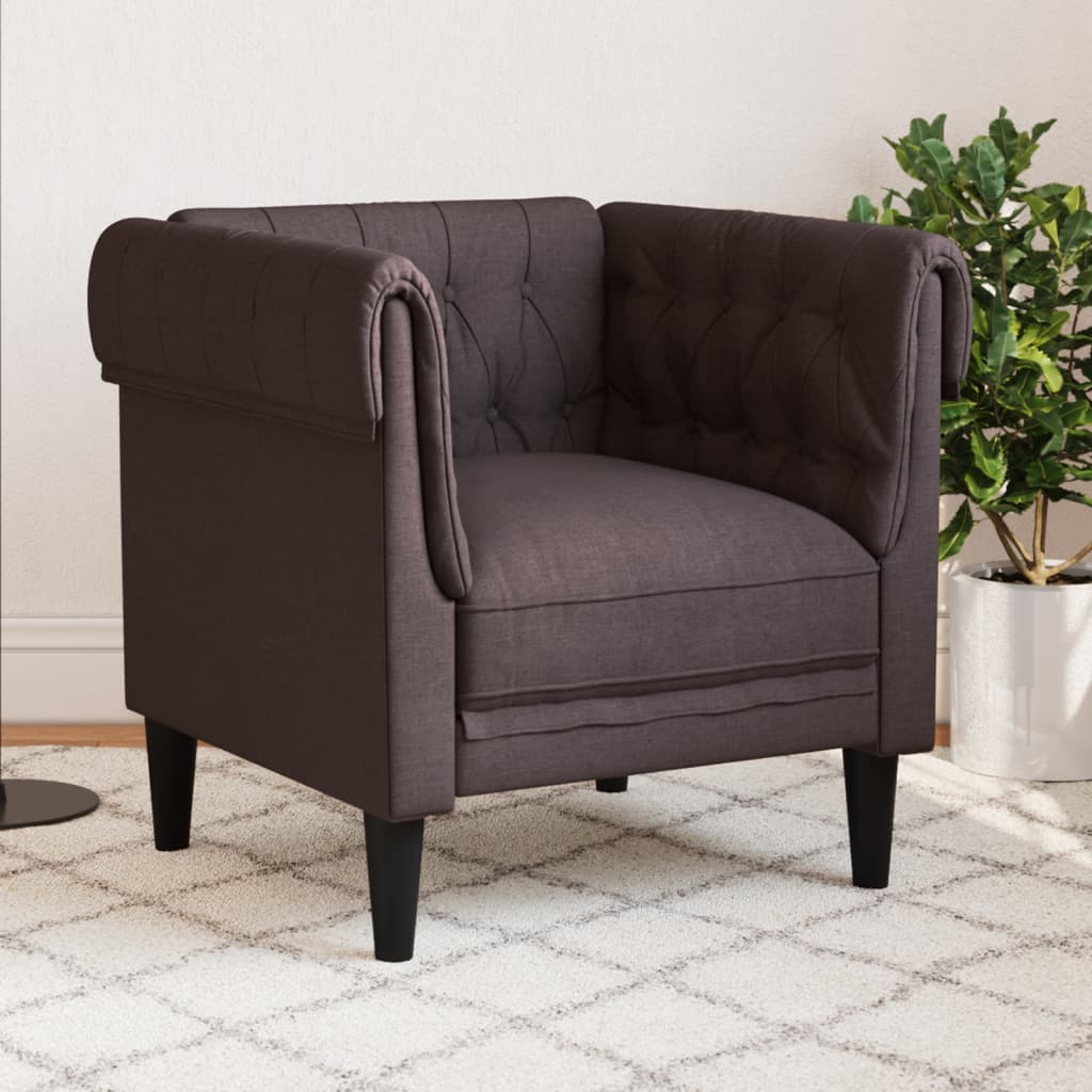 vidaXL Pohovka Chesterfield tmavosivá látka