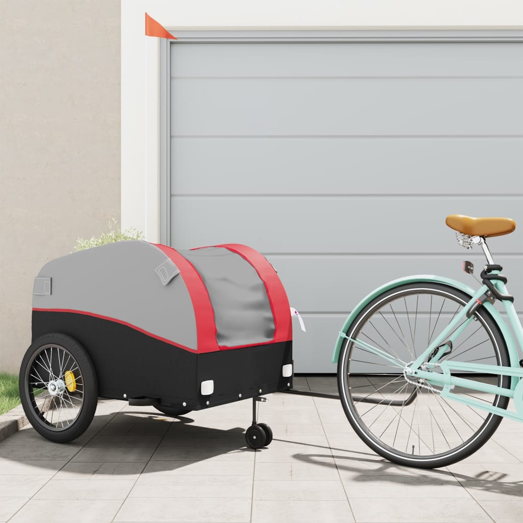 vidaXL Vozík za bicykel, čierno červený 45 kg, železo