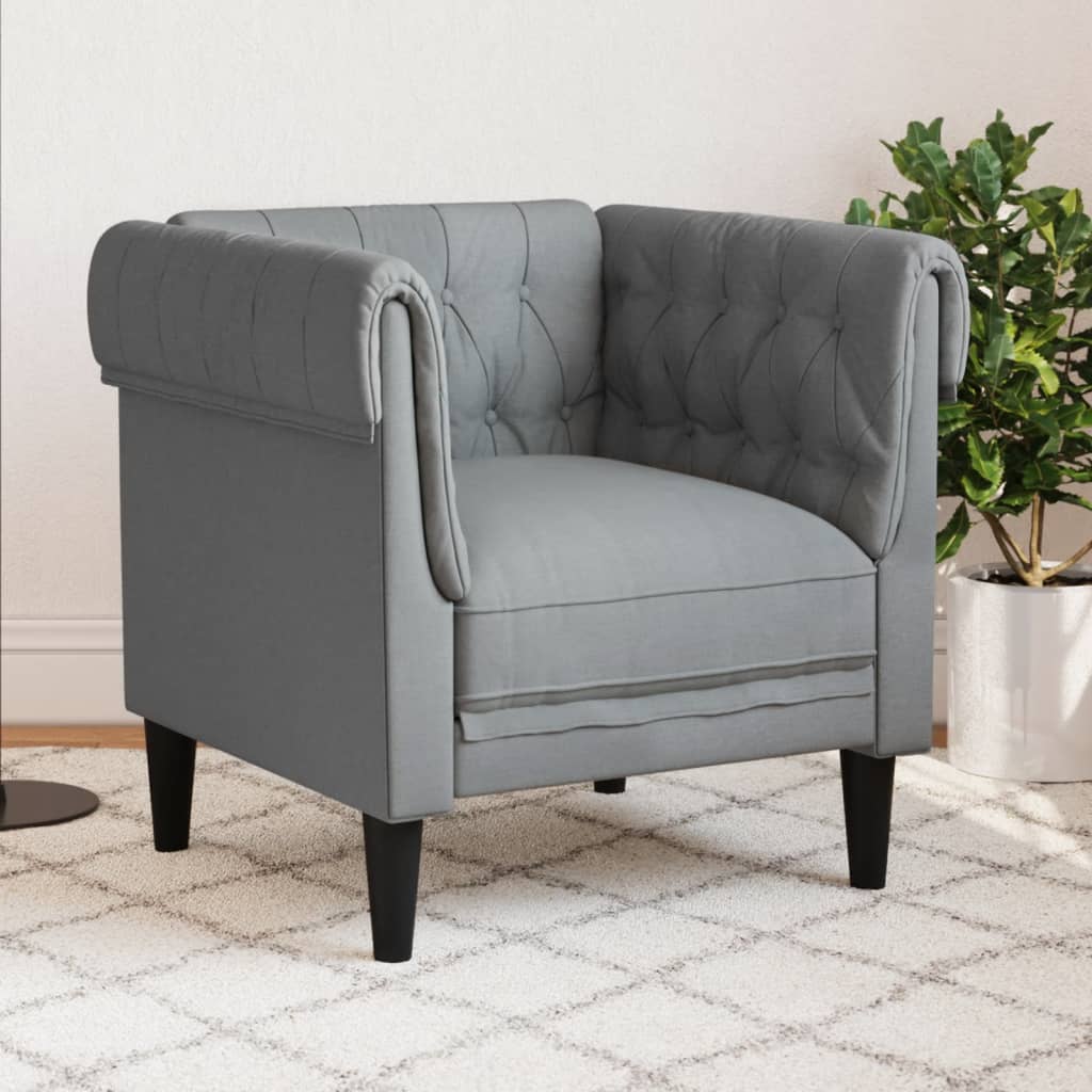 vidaXL Kreslo chesterfield svetlosivá látka
