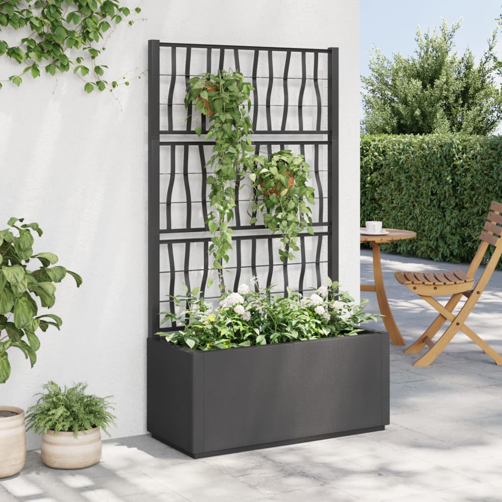 vidaXL Záhradný kvetináč s mriežkou tmavosivý 80x36x140 cm PP