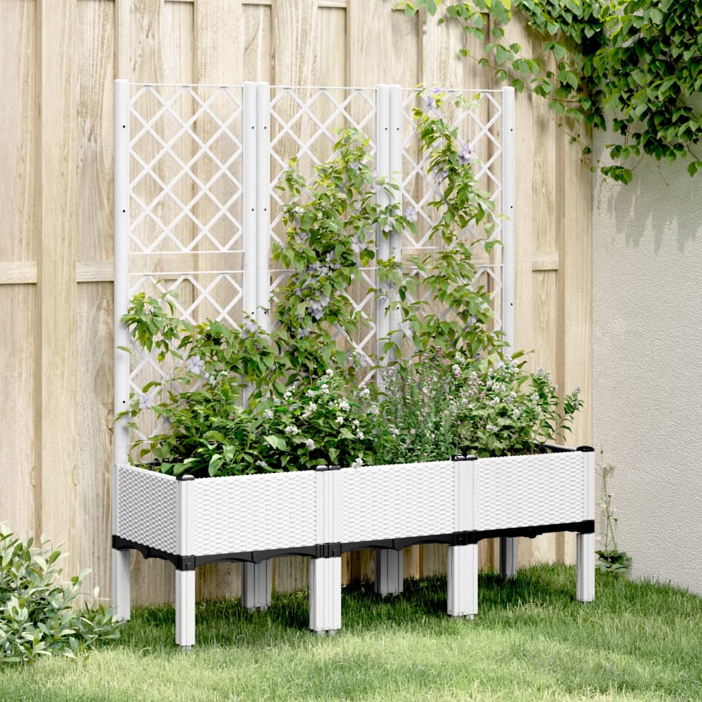 vidaXL Záhradný kvetináč s mriežkou biely 120x40x142 cm PP