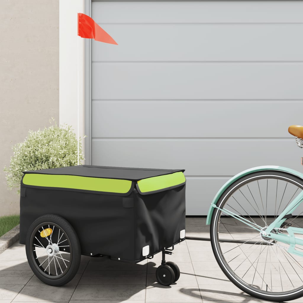 vidaXL Vozík za bicykel, čierno zelený 45 kg, železo