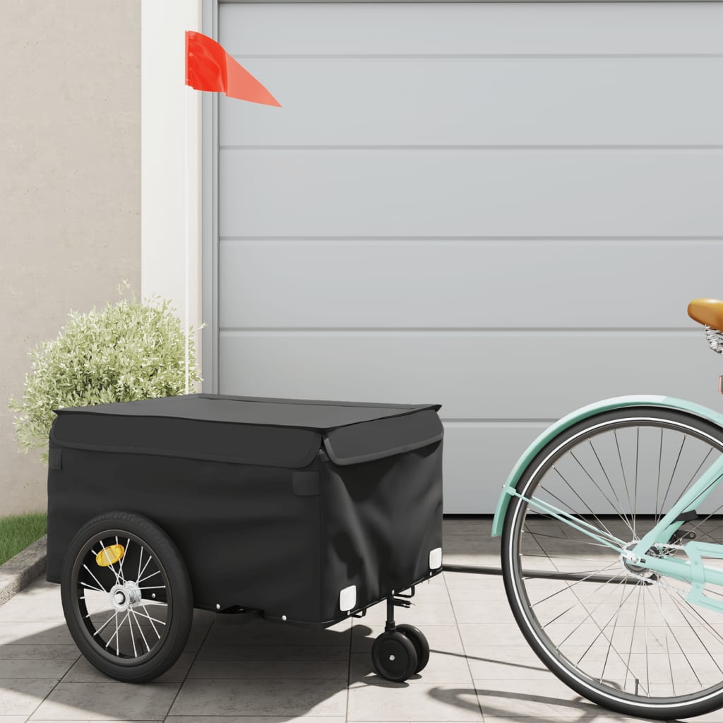 vidaXL Vozík za bicykel, čierny 45 kg, železo