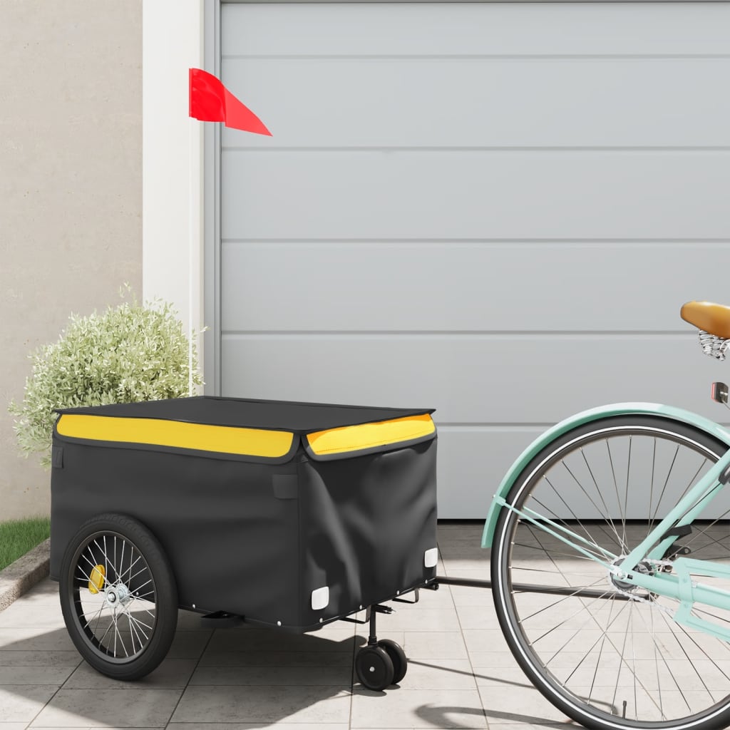 vidaXL Príves za bicykel čierno-žltý 30 kg železo