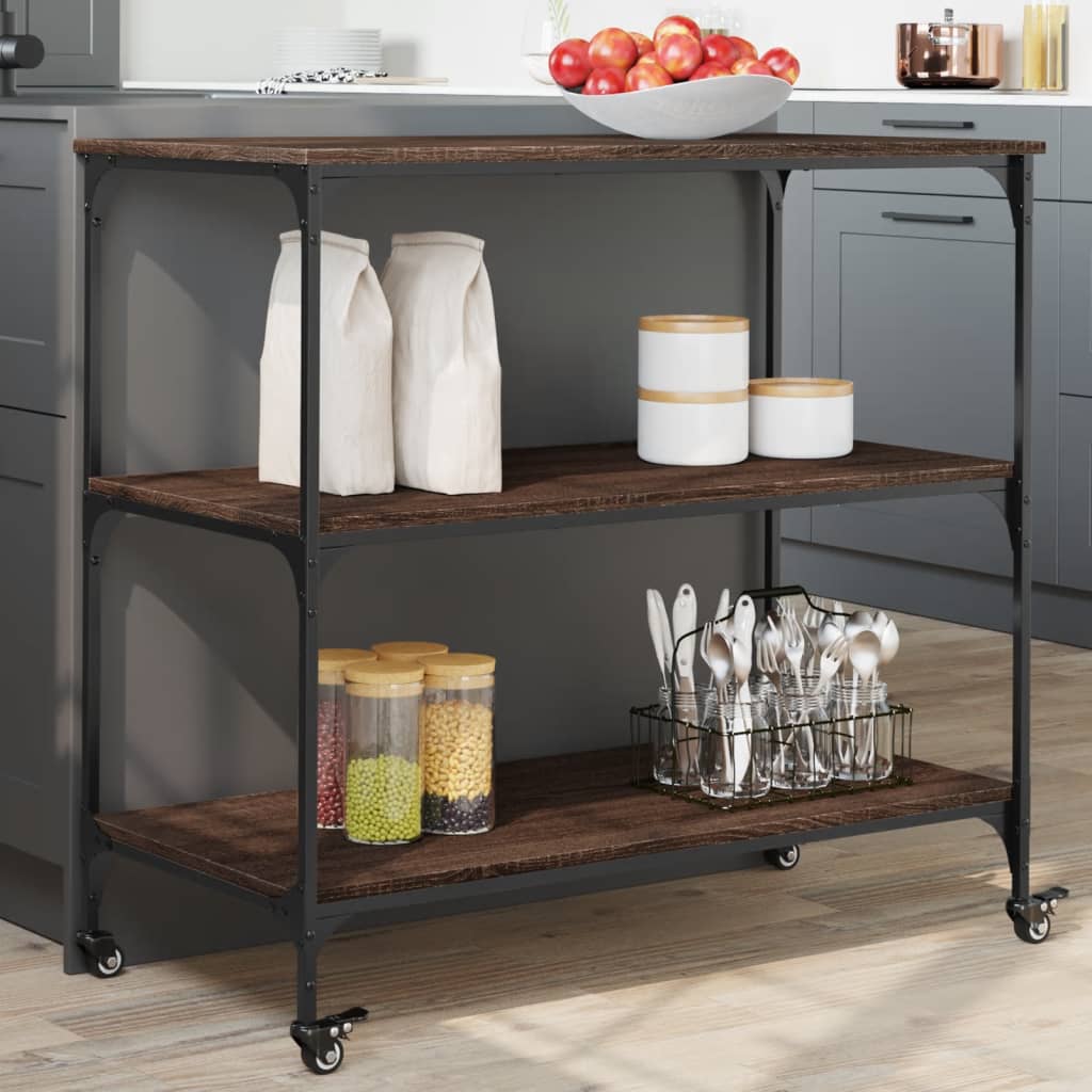 vidaXL Kuchynský vozík hnedý dub 102x50x95 cm kompozitné drevo