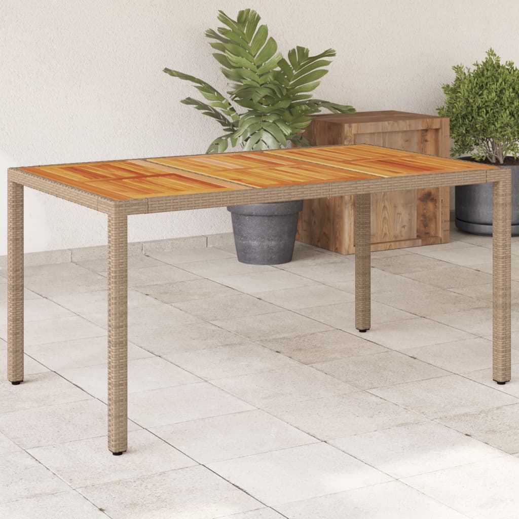 vidaXL Záhradný stôl béžový 150x90x75 cm polyratan akáciové drevo