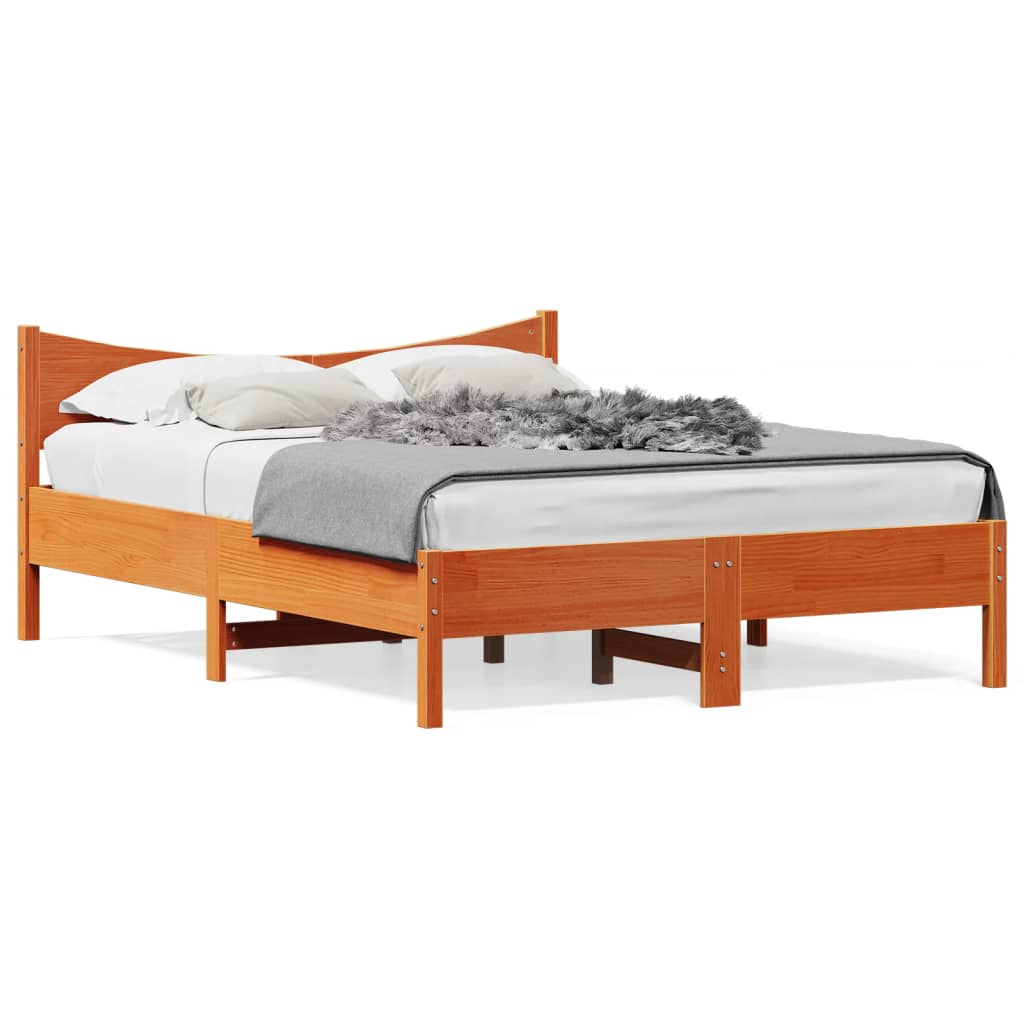 vidaXL Posteľný rám voskovo hnedý 135x190 cm masívna borovica