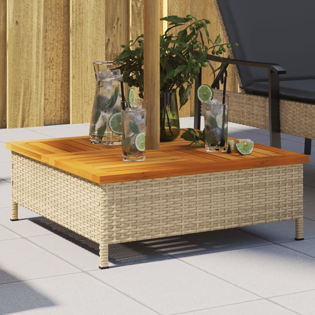 vidaXL Kryt na podstavec slnečníka béžový 70x70x25 cm polyratan akácia