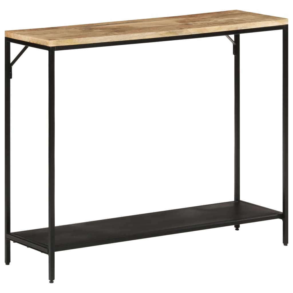 vidaXL Konzolový stolík 90x30x75 cm surové mangovníkové drevo a železo