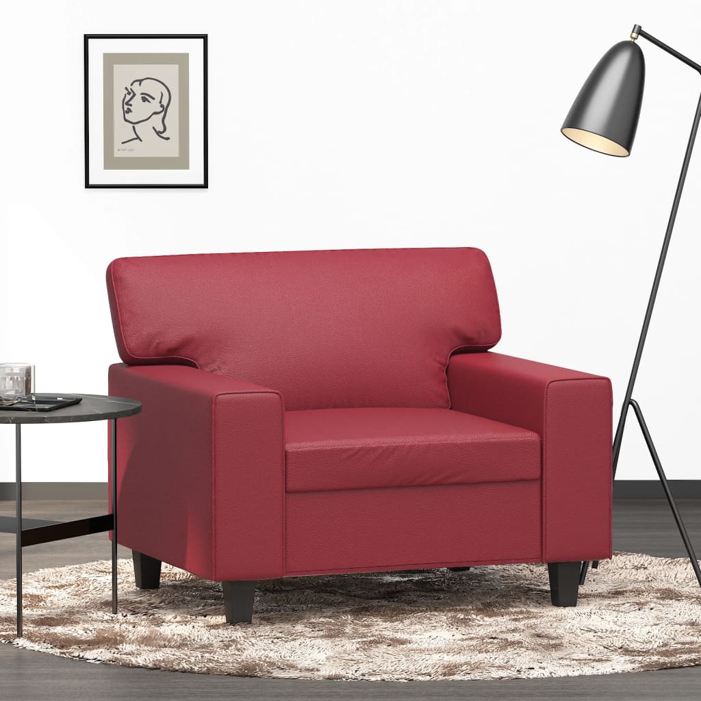 vidaXL Kreslo vínovo-červené 60 cm umelá koža