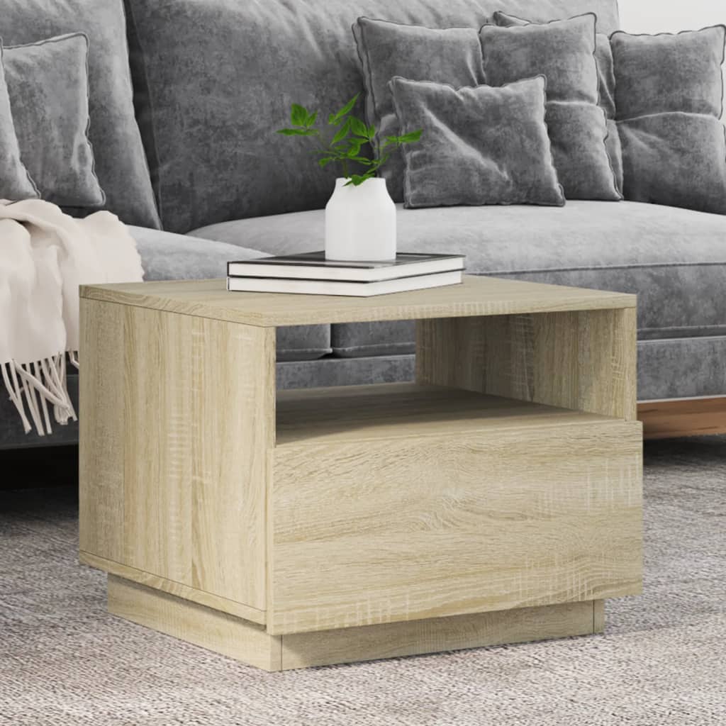 vidaXL Konferenčný stolík s LED svetlami dub sonoma 50x49x40 cm