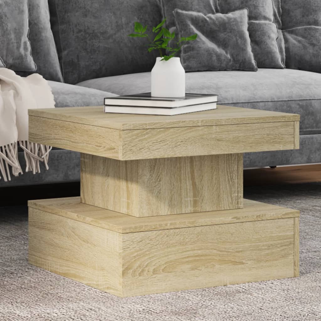 vidaXL Konferenčný stolík s LED svetlami dub sonoma 50x50x40 cm