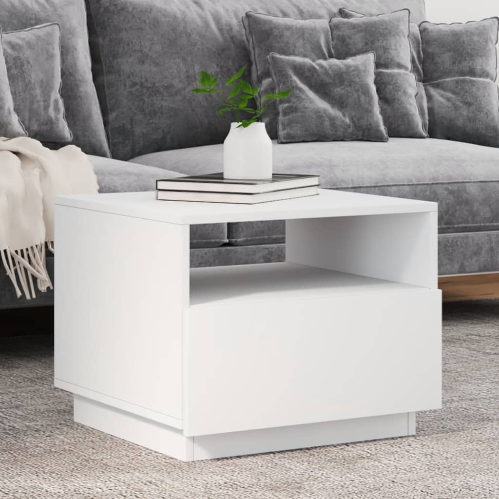 vidaXL Konferenčný stolík s LED svetlami biely 50x49x40 cm