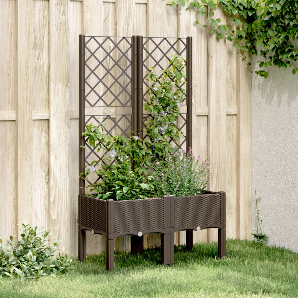 vidaXL Záhradný kvetináč s mriežkou hnedý 80x40x142 cm PP