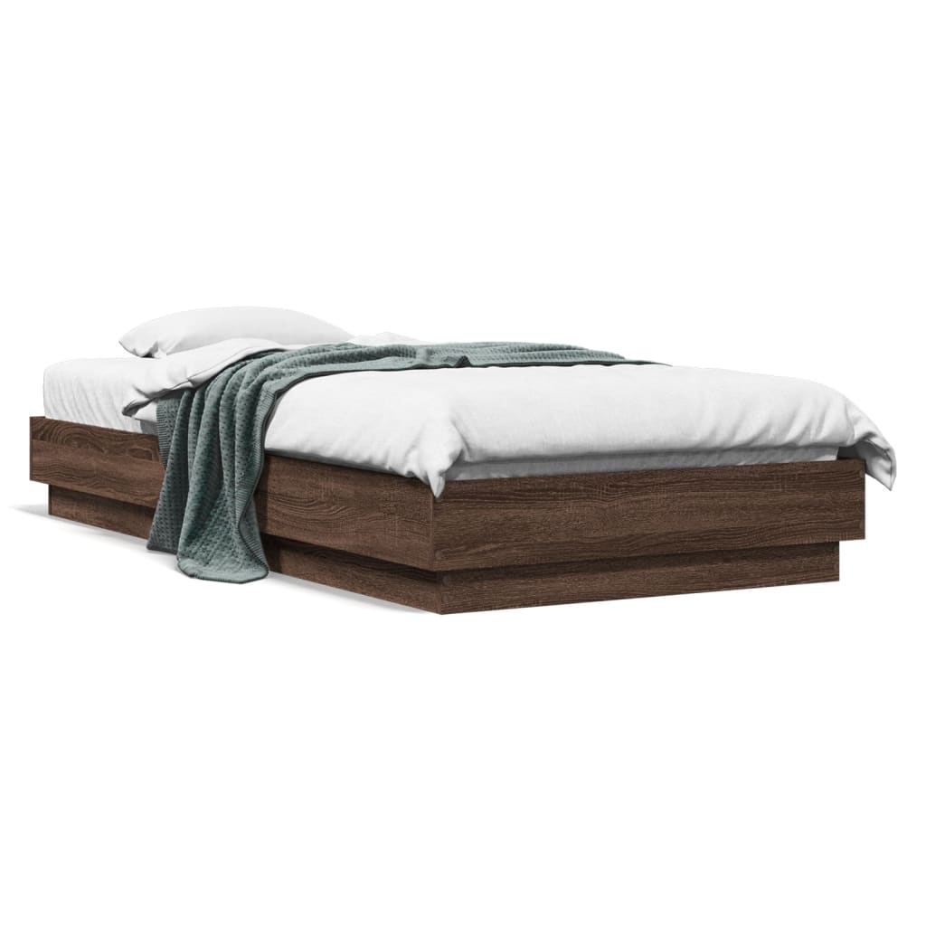 vidaXL Posteľný rám hnedý dub 90x190 cm kompozitné drevo