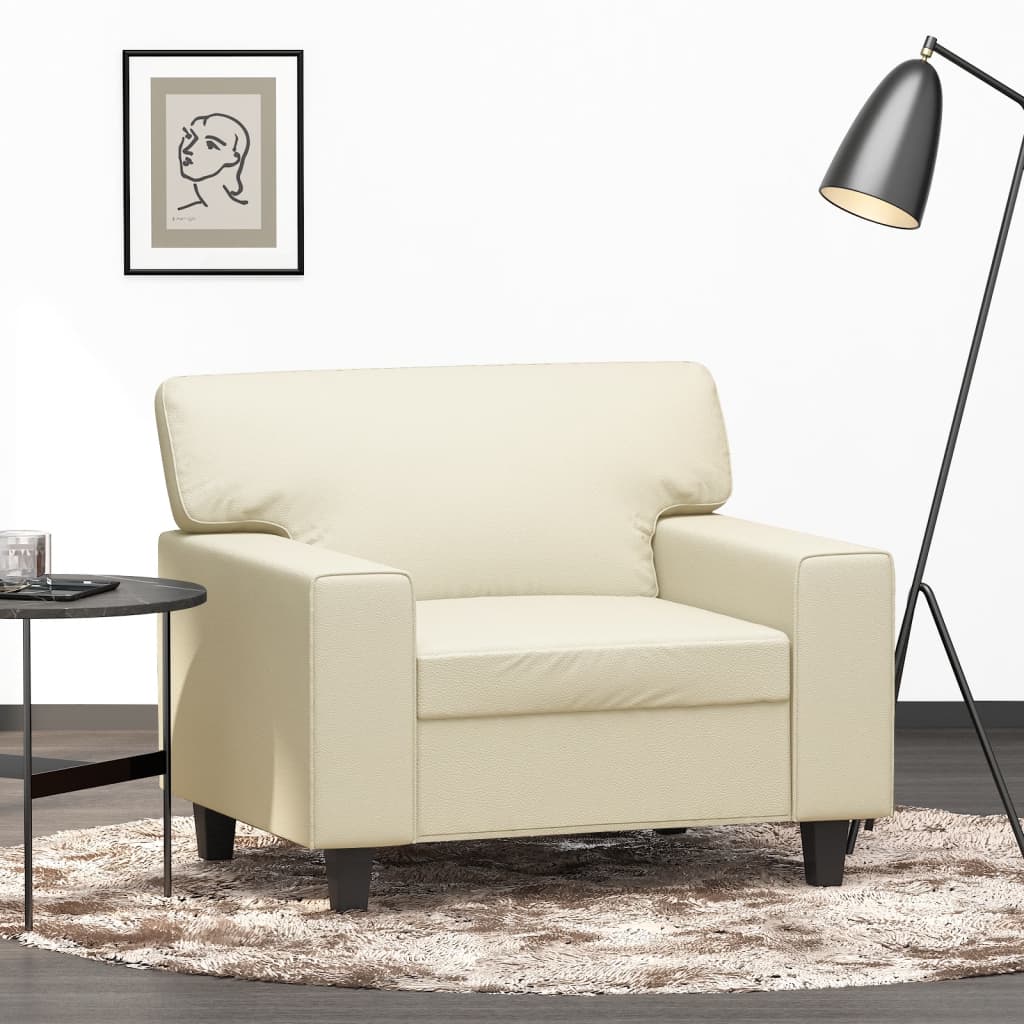 vidaXL Kreslo krémové 60 cm umelá koža