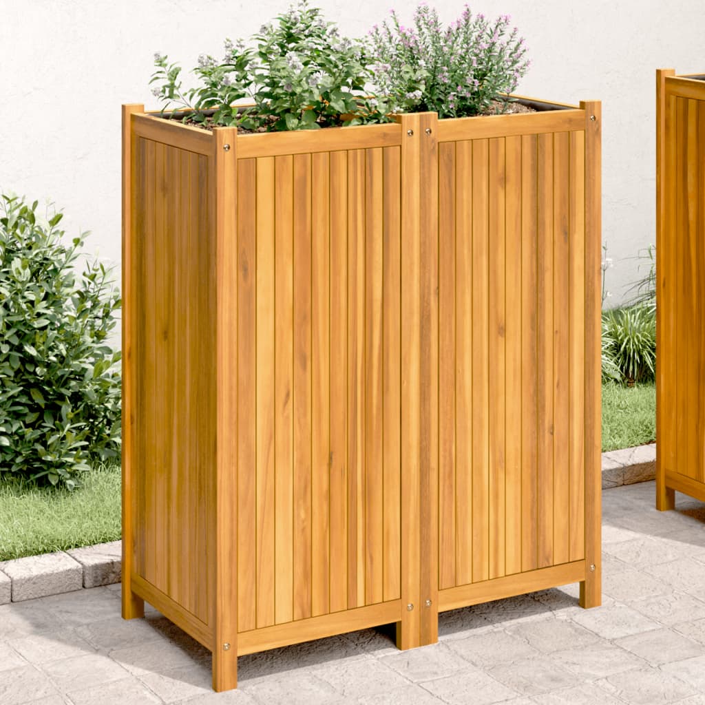 vidaXL Záhradný kvetináč s vložkou 84x42x100 cm, akáciový masív
