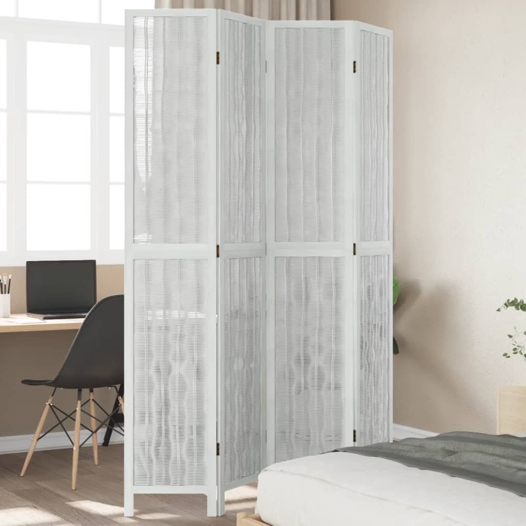 vidaXL Paraván 4 panely biely masívne drevo paulovnie