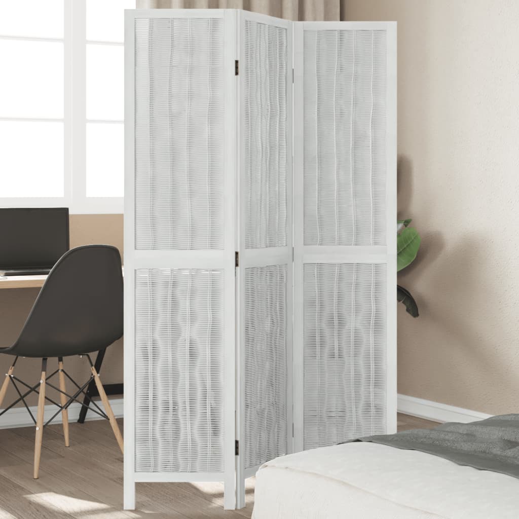 vidaXL Paraván 3 panely biely masívne drevo paulovnie