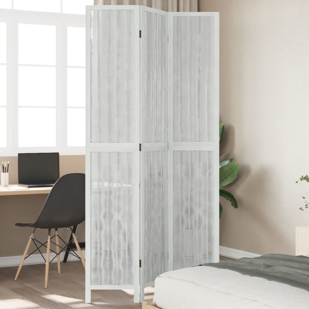 vidaXL Paraván 3 panely biely masívne drevo paulovnie