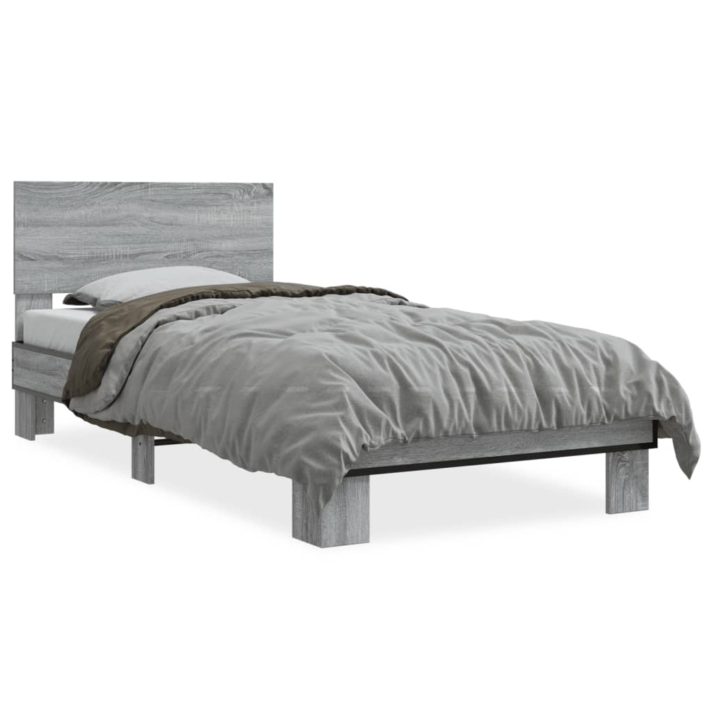 vidaXL Posteľný rám dub sonoma 75x190 cm kompozitné drevo a kov