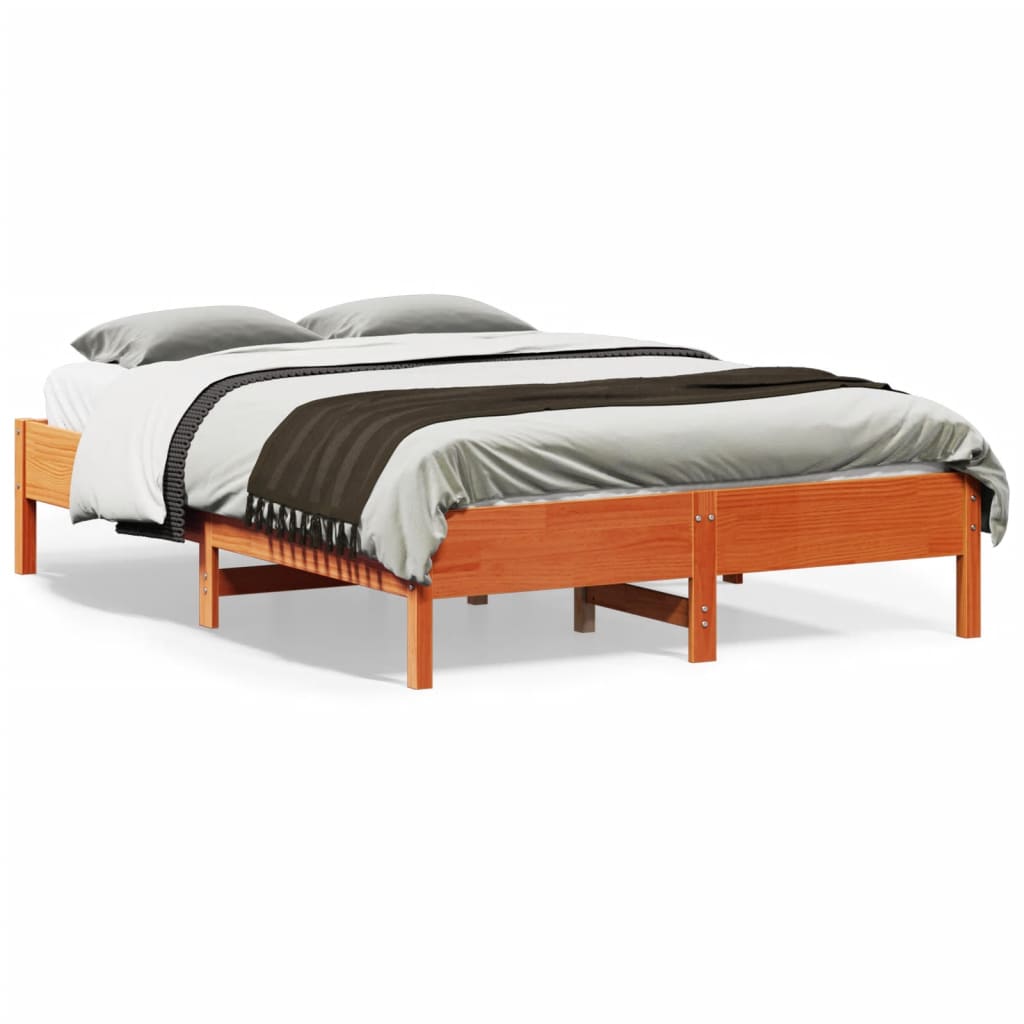 vidaXL Posteľný rám voskovo hnedý 135x190 cm masívna borovica