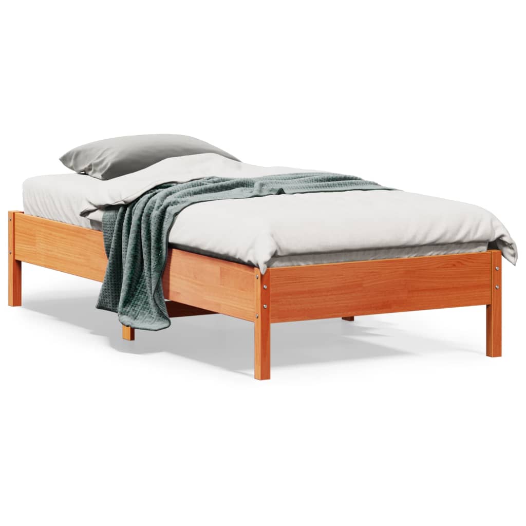 vidaXL Posteľný rám voskovo hnedý 75x190 cm masívna borovica