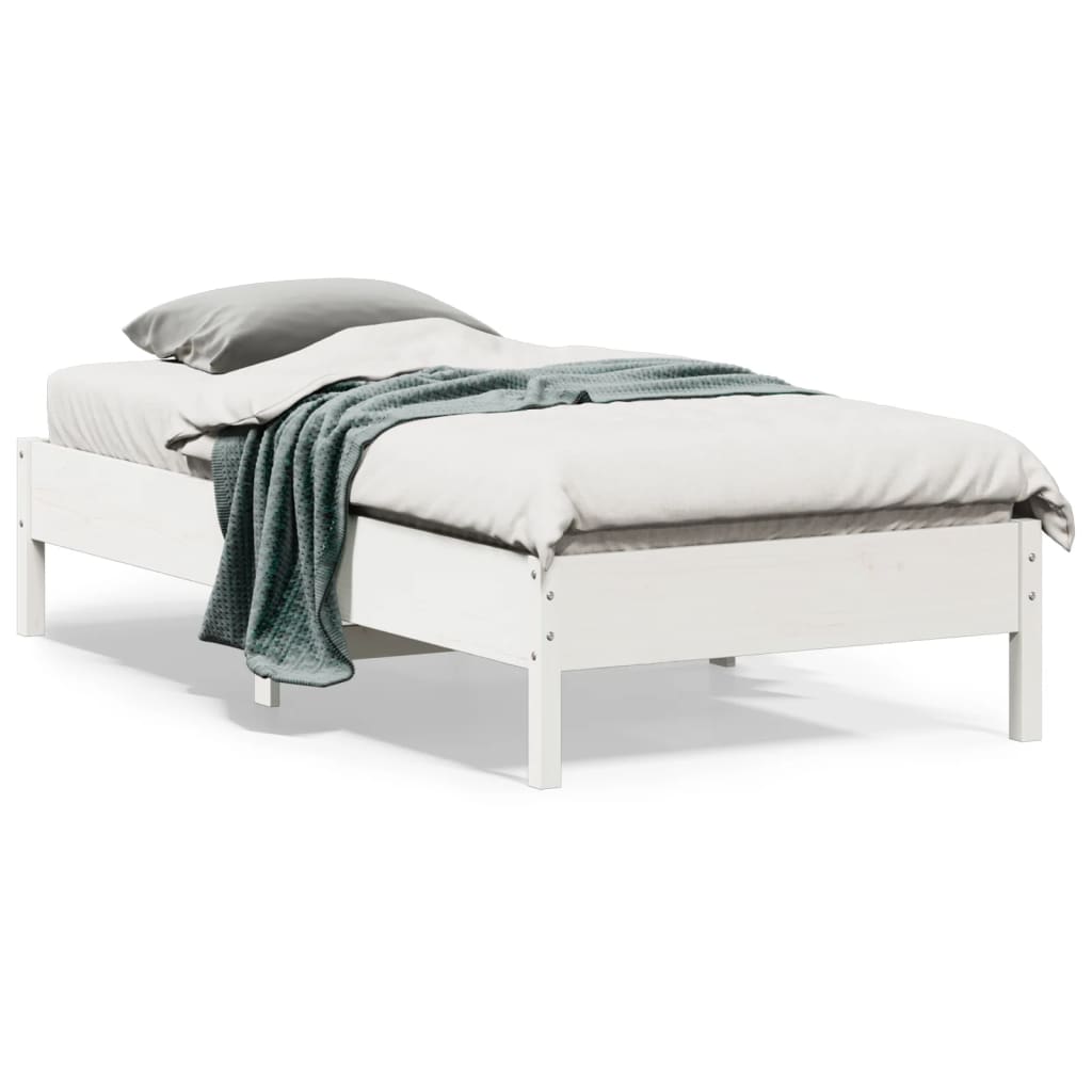 vidaXL Posteľný rám biely 75x190 cm borovicový masív