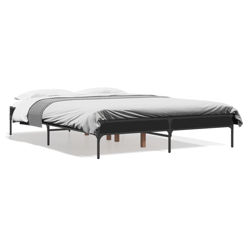 vidaXL Posteľný rám čierny 120x190 cm kompozitné drevo a kov